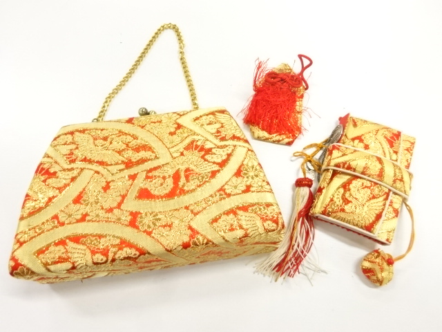 アンティーク　地紙に鶴・松菊模様七五三セット